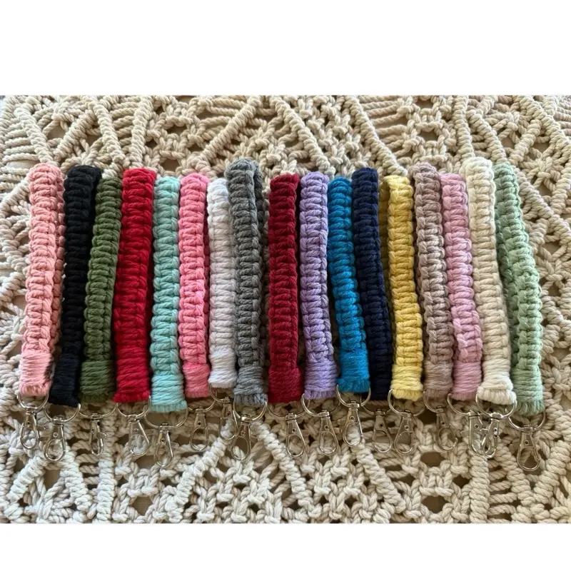 Boho Macramé Key Wristlet - Handcrafted Bohemian Style Keychain for Women and Girls