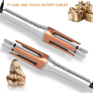1PCS Orange One-Button Automatic Curling Iron, Automatic Curling Wand 1/1.25 inch, 3 Temperature Settings, Bi-directional Rotation, Anti-Scald, Anti-Tangle, Auto Power Off, Mother's Day Gift