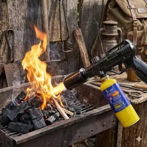 Powerful Kitchen Propane Torch Gun, Culinary Torch Campfire Starter, Adjustable Weed Torch Burner for Searing Steak, BBQ, Welding (Propane Tank Not Included)