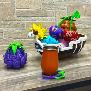 Devil Fruit Coasters & Going Merry Fruit Bowl Decorative Akuma no Mi 3D Printed Figurines Prop Fan Art Replicas