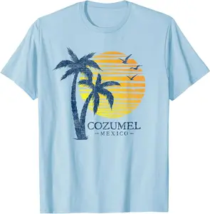 Cozumel Mexico Souvenir Beach Sunset Vintage Womens Mens T-Shirt