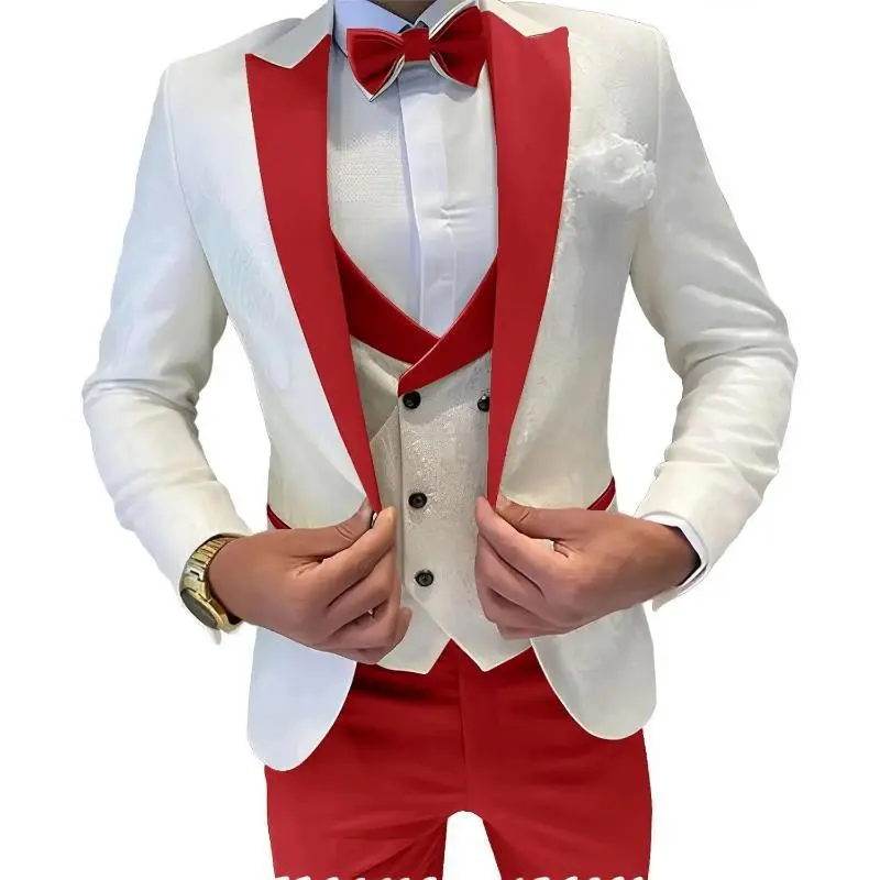 Red suit + vest + trousers