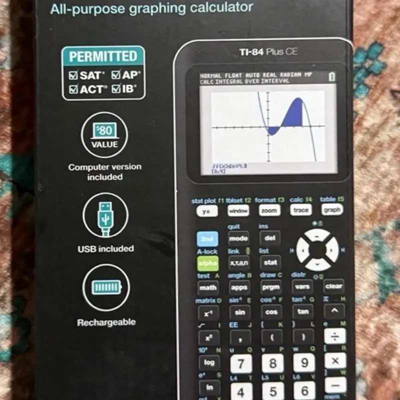 Texas Instruments TI 84 Plus CE Graphing Calculator WITH Case Cable Black new