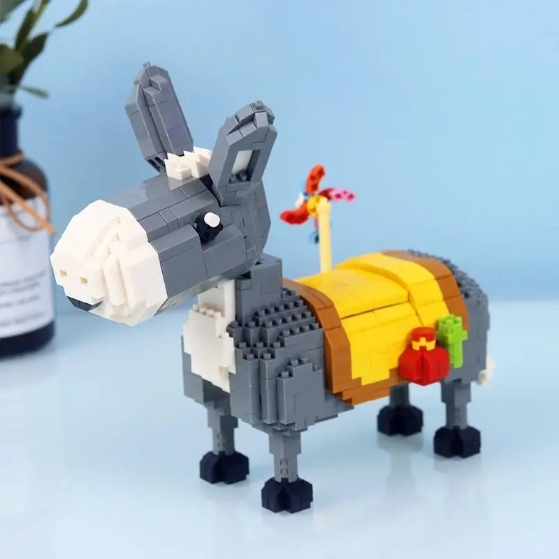 Cute Fun Small Donkey Building Block Animal Model Toy Set, Entertainment Stress Relief Puzzle Ornament, Home Decor Holiday Gift