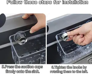 Plastic Hanging Kitchen Organizer Sink Drying Rack Wall Mounted Holder Kit for Sponge, Dish Cloth, Brushes (Clear)