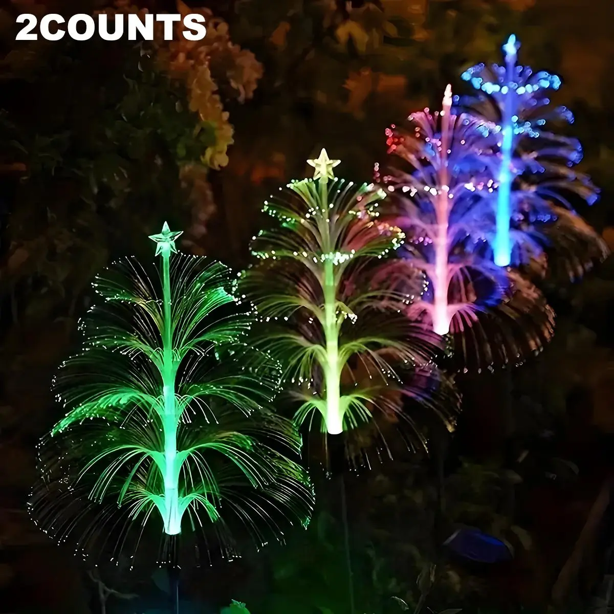 Valentine's Day Solar Powered Tree Shaped Light, 2/4 Counts Waterproof LED Decorative Light Garden Decorations, Outdoor Decorative Light for Garden Path Holiday Decoration