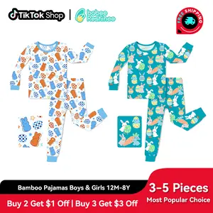 babee Reshinee Moisture-wicking Bamboo Pajama sets for Toddler Boys Girls,Temp-Sensing Babys Kids 2pcs Pjs,Long-Sleeve Snug Fit Sleepwear 12M-8Y Sets,Valentine's Day gift