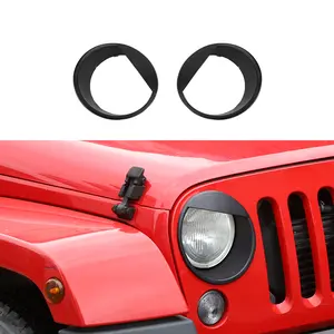 2-Piece UV Resistant Angry Bird Style Front Headlight Lamp Cover Ring Trim, Car Light Car Accessories for 2007-2017 Jeep Wrangler JK, DIY Install Compatible