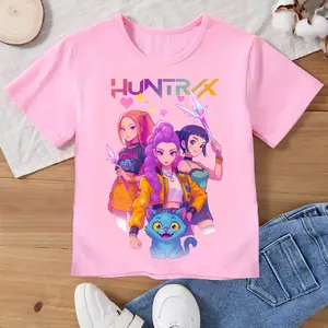 Children's size Korean style printed shirt, girls' T-shirt, K-pop idol group shirt, Mira, Rumi, Joey shirts, casual and versatile.