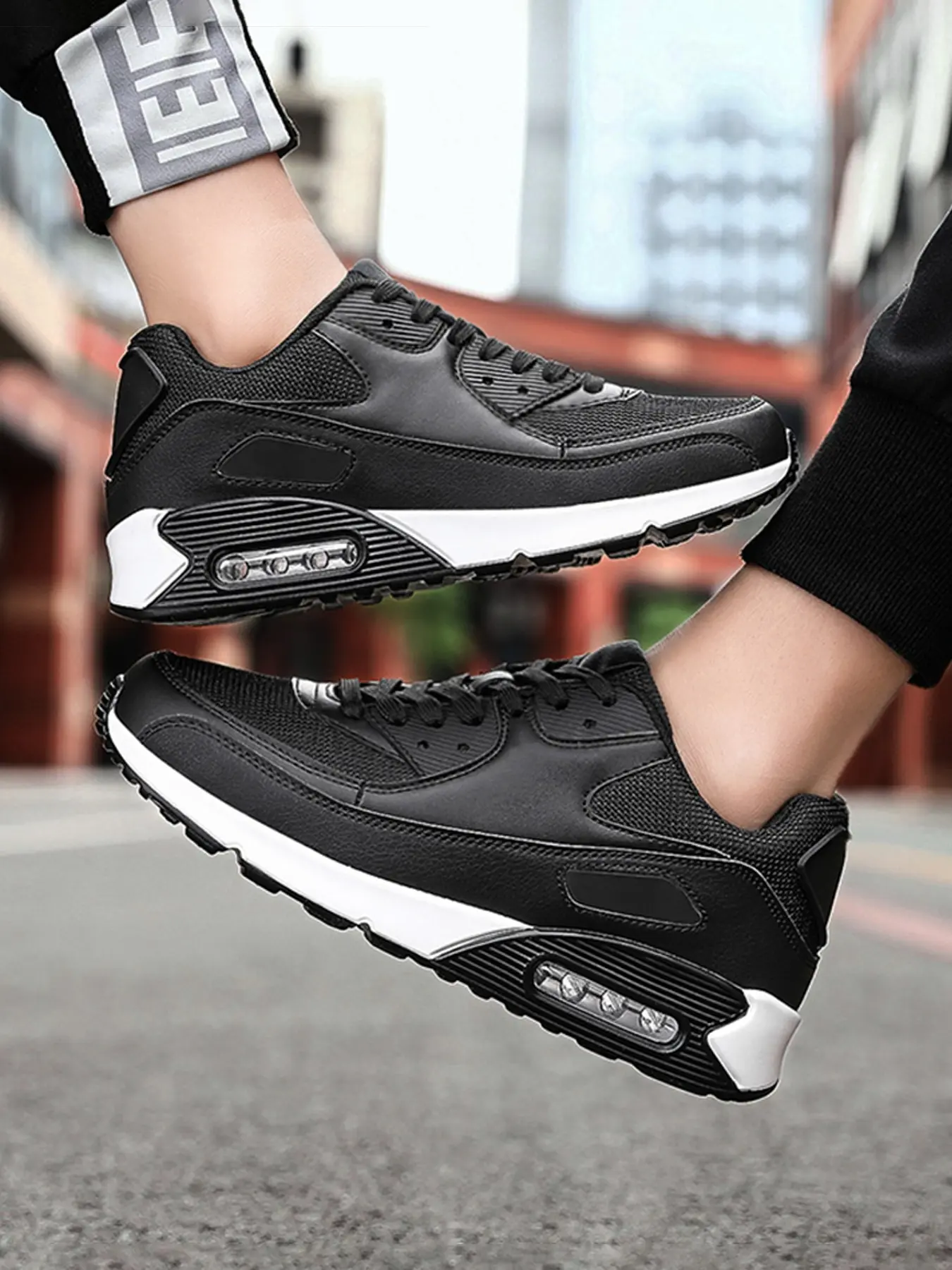 Men's Air Cushion Outdoor Low Top Sneakers, Comfortable and Durable Casual PU Leather Shoes, Ideal for Active Lifestyle, New Fashionable Sneakers