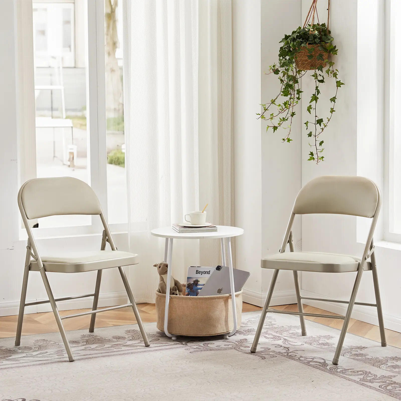 Folding Chair , Leather Padded Folding Chairs, Sturdy Metal Foldable Chairs, Outdoor and Indoor, for Home, Office, Party,