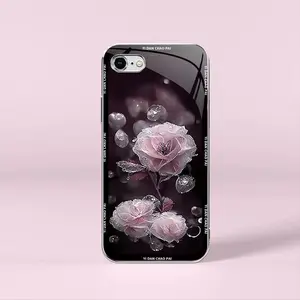 Night Dew Flower for【iPhone Se （2022）】Elegant Electroplating Glass Case--975