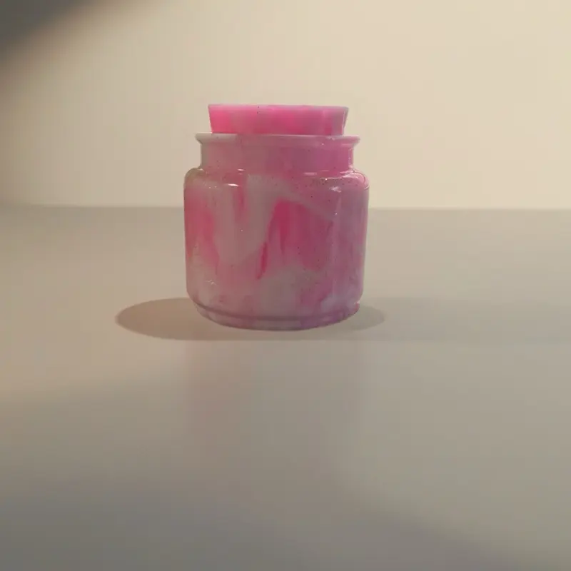 Pink White and Gold Glitter Jar - Unique Decorative Candle Jar for Home Decor and Freshener - Decoration, Tin, Ornaments