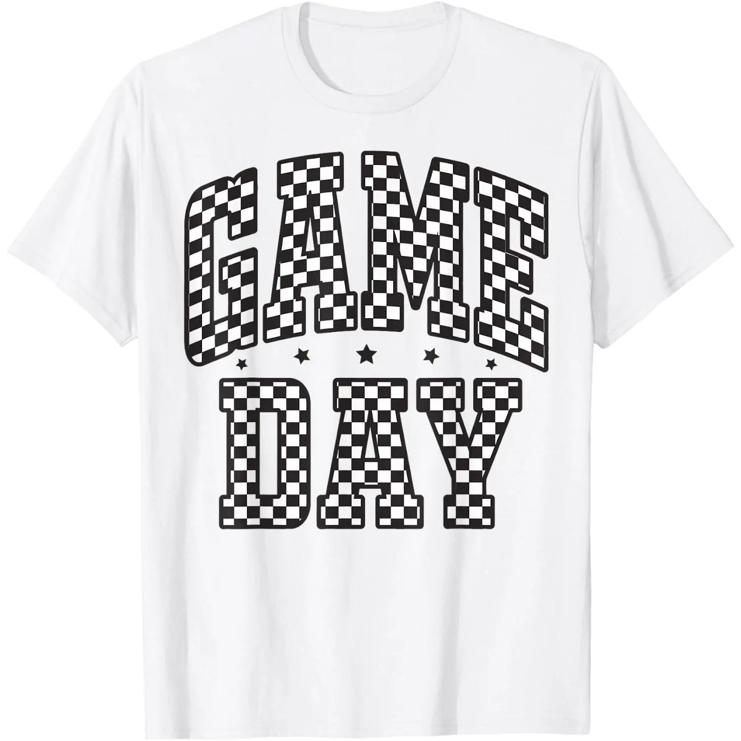 Funny Checkered Game Day Football Black White Gift Women T-Shirt