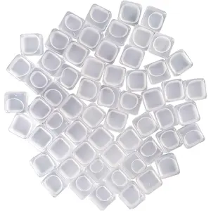 60 Pcs Reusable Ice Cubes White Clear Plastic Keep Drinks Like Lemon Wine Water Cool Longer, Perfect for Party Wedding, Filled With Pure Water