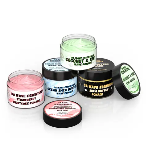 Men's 360 Wave Butter Pomade - Coconut-Shea Haircare Product with Gel-Cream Formula for Dry Hair Styling