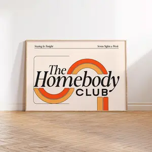 The Homebody Club Poster | Fun Apartment Wall Art | Room Decor