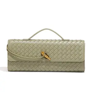 Trendy Woven Evening Clutch Purses Women Underarm Shoulder Handbag Cute Satchels Crossbody Purse PU Leather Wallet