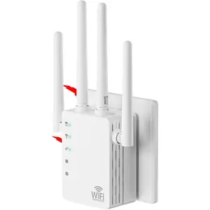 WiFi Signal Booster with 4 Directional Antennas - 1200Mbps Dual Band (5GHz/2.4GHz),WiFi Extender Covers 13,888 Sq.ft, Easy  Setup and 150-Device Support