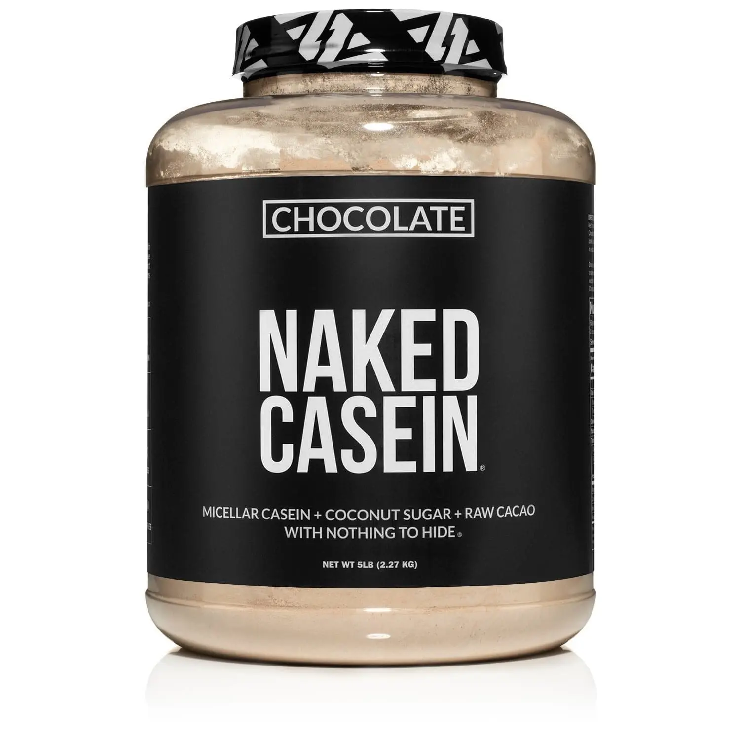 Naked Casein Chocolate - Premium Micellar Casein Protein Powder with Raw Cacao & Coconut Sugar - 5 LB - Sourced from US Farms - 27g Protein, 5g sugar, 6g Carbs - For Muscle Recovery - Slow Digesting - Only 3 Ingredient