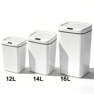 Kitchen trash can with lid and motion sensor, Touchless trash can, opens by waving or bending the knee in 0.2 seconds, closes quietly, available in large, medium sizes, runs on 2 AA batteries (not included), suitable for kitchen, bathroom