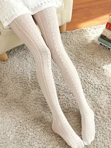 Women's Lace Hollow Out Stockings, Soft & Knit Pantyhose, Thin Bottoms, Fashionable Comfort Design, All Seasons Wear