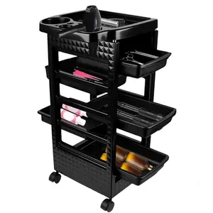 Salon Cart with 5 Drawers, Cosmetic Organizer, Shelf, Rolling Salon Cart Rack, Portable Salon Station for Hair Stylists & Professional Equipment Cart