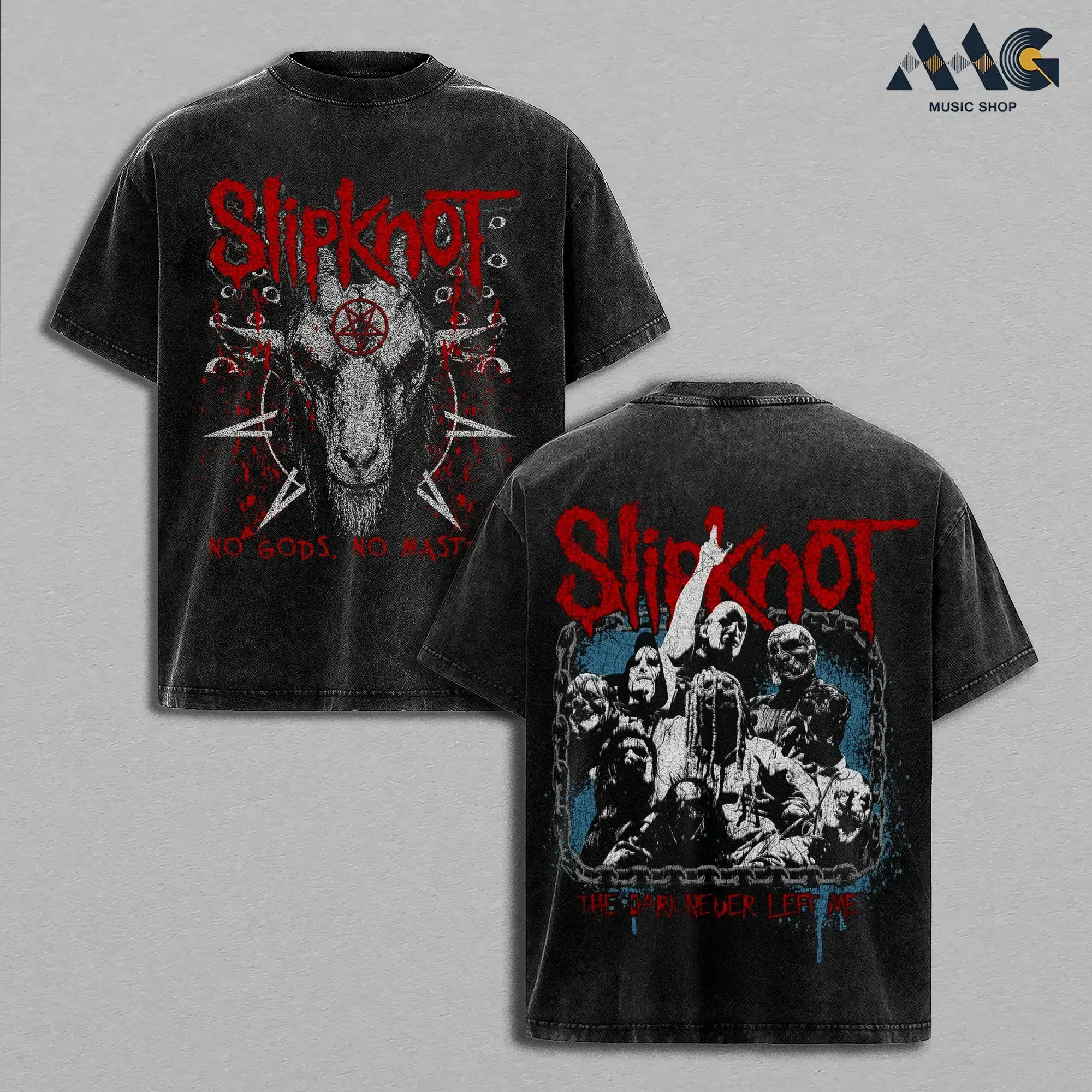 Slipknot No Gods No Masters Goat Head, Baphomet Satanic Mask Members Streetwear Heavy Cotton Top, Nu Metal Rock Band Concert Merch, Oversized Graphic Tee Men, Y2k Casual Fashion Apparel, Heavyweight Short Sleeve Top, Graphic Tee Unisex Heavyweight