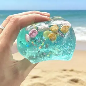 Ocean Shell Gel Cube Squishy Toy, Sensory Stress Relief Fidget Toy for Adults Kids, Slow Rising Stretchy Calming Toy for Anxiety Autism & ADHD