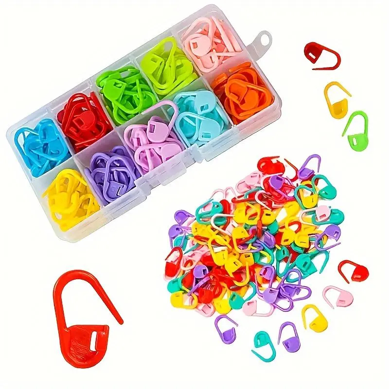 100pcs Vibrant Plastic Locking Stitch Markers - Secure Locking Design, Safety Pin Style, Smooth & Snag-Free DIY Craft Notions for Crocheting, Knitting