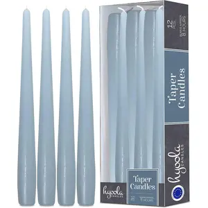 Tall Taper Candles - 10 Inch Ice Blue Unscented Dripless Taper Candles - 8 Hour  Time - 12 Pack