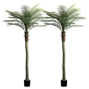 9FT Artificial Palm Trees Set of 2, Tropical Style Faux Palm for Indoor & Outdoor Home Decoration, Realistic Appearance Perfect for Courtyard and Terrace Decor