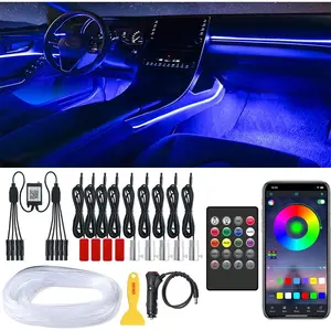 LED Strip Lights, LEDCARE 9 in 1 RGB  Interior Lights with APP & Remote Control, 16 Million Colors Ambient Lighting Kit with 5 Fiber Optic LED Strips & 4 Under Dash Lights, Sync to