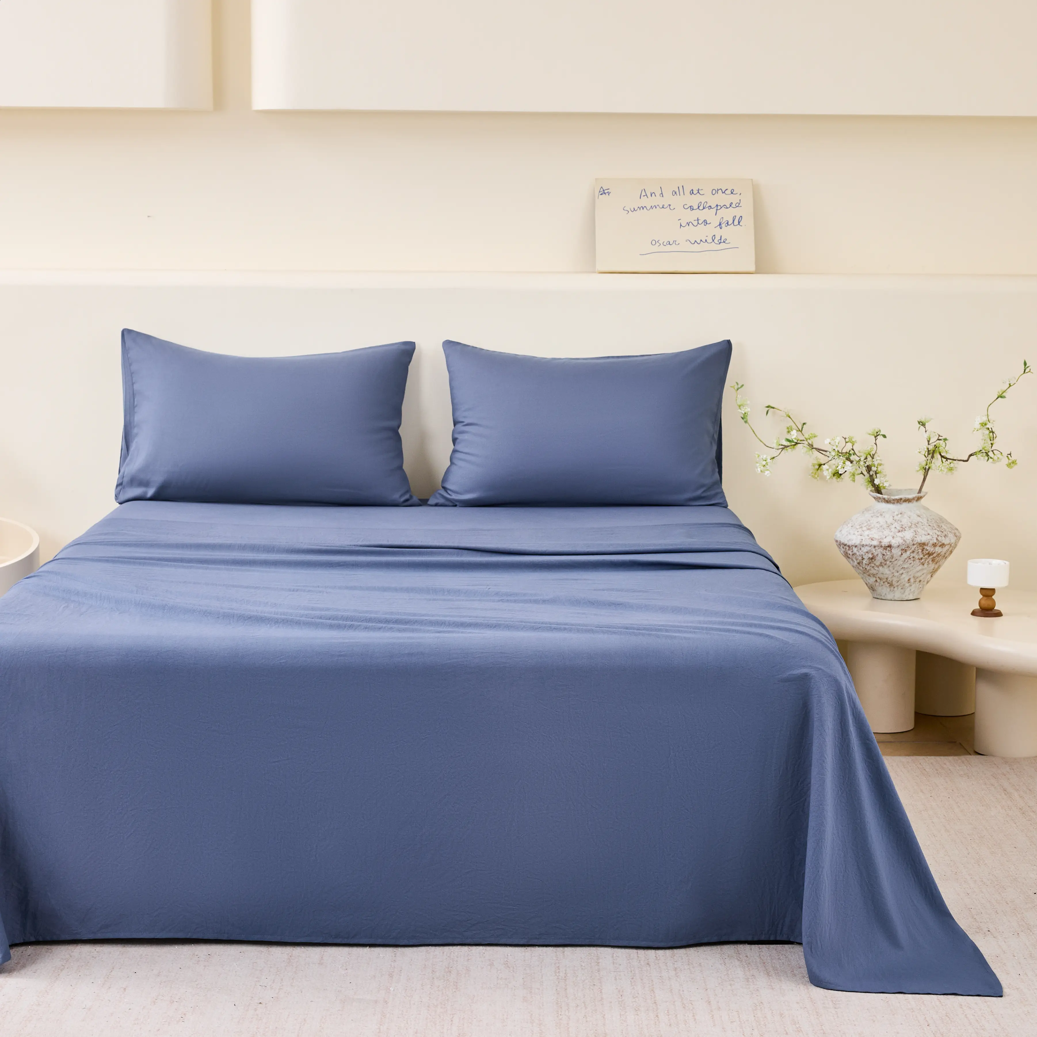 LEC HOUSE 4-Piece Microfiber Bed Sheet Set - Flat Sheet Included, Breathable Softness, Cooling Polyester Hotel Bedding, Durable Easy-Care Home Bedroom Set with Multi-Size Options (Twin XL, Full, Queen, King) & 8 Solid Colors