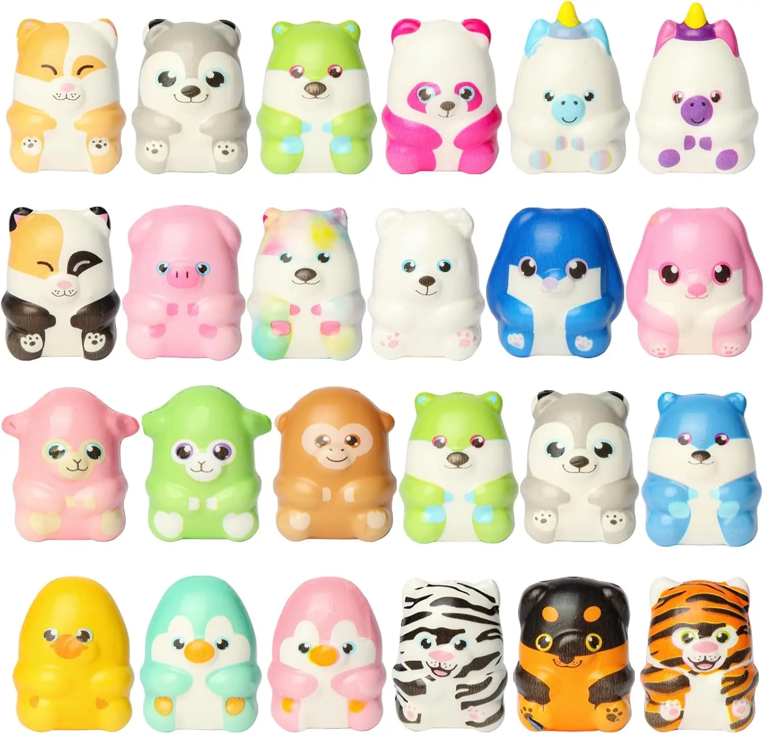 24 Pcs Animal Squishy Toys Set – Slow Rising Kawaii Jumbo Squishies for Kids, Soft Squeeze Stress Relief Fidget Toys, Cute Animal Party Favors for Boys & Girls, ASMR Sensory Goodie Bag Toys