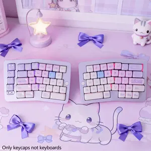 Cute Cat Keycaps Set, Smooth Surface Design, Durable Pc Material, Compatible with Mx Switches & 6.25u Spacing, Ideal for Gaming & Office Use
