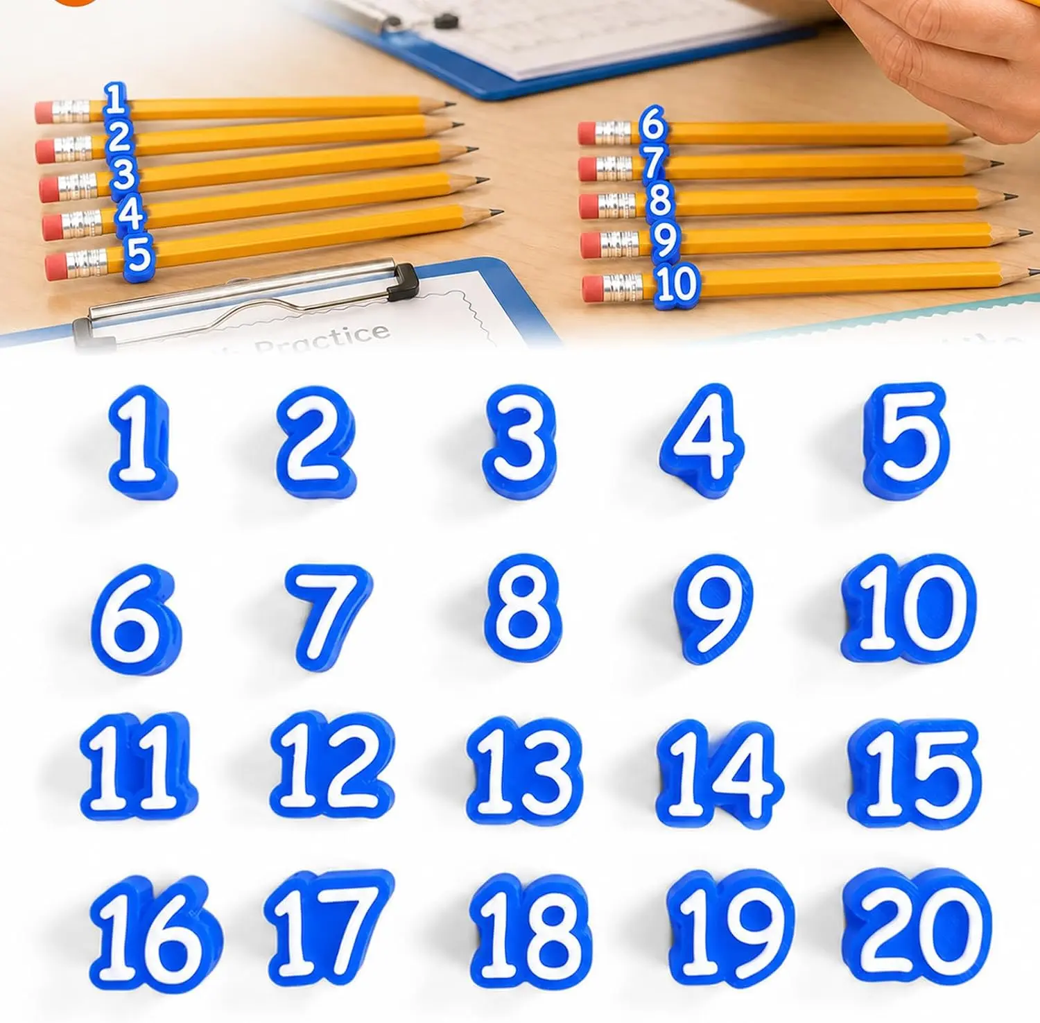Numbered Pencil Toppers (30 Count) - Practical, Portable, Innovative Design, Compact for Classrooms & Personal Use, Ideal for Organizing Writing Tools Stationery Supplies School Stationery
