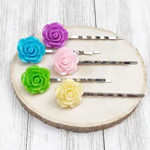 Pastel Rose Bobby Pin Set – Set of 5 Spring Flower Hair Pins