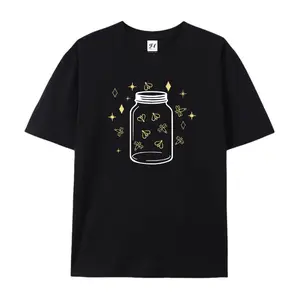 Jar of Fireflies Shirt, Cute Lightning Bugs Tee Oversized Casual Men's Letter Pattern Printed T-Shirt