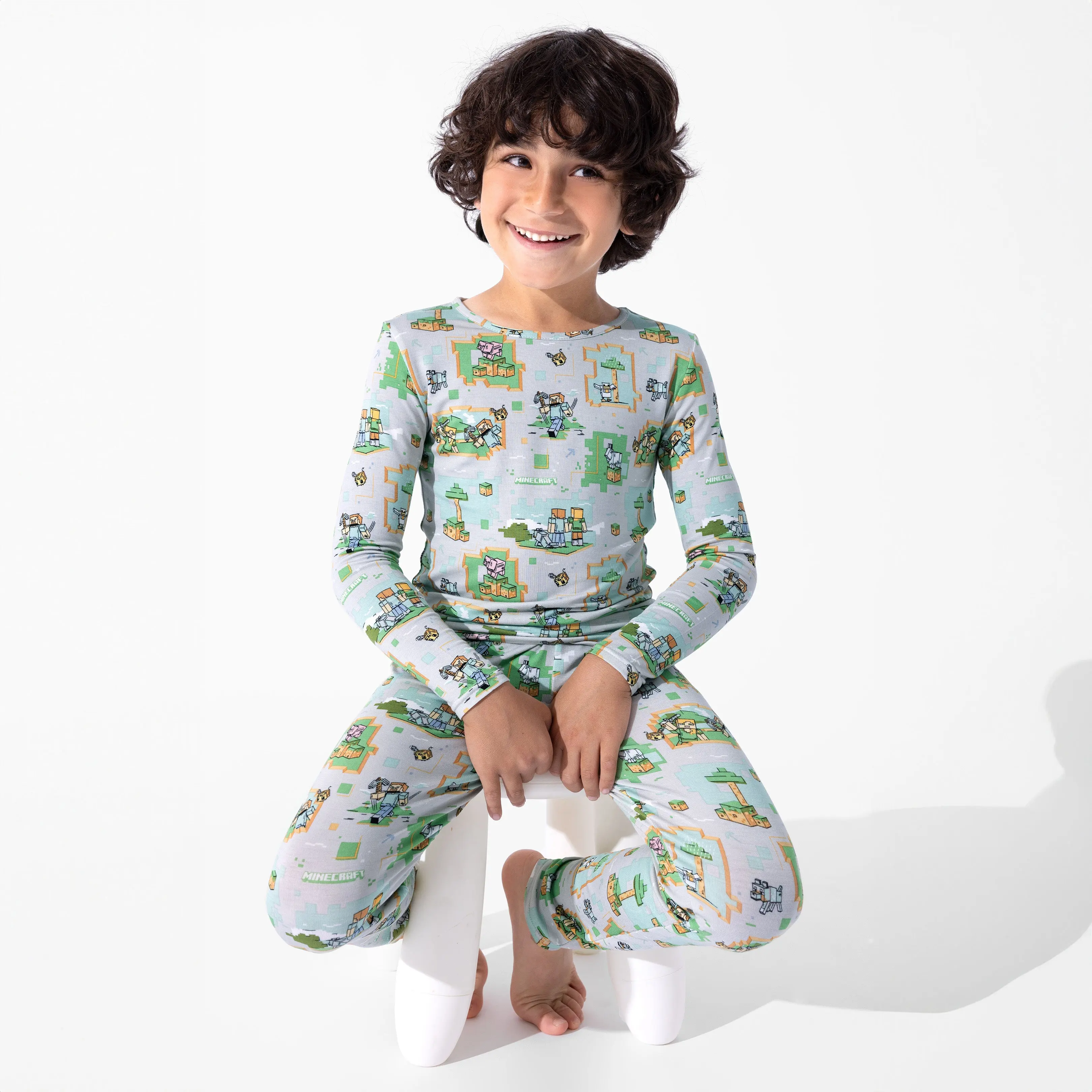 Bellabu Bear Minecraft Overworld Dreams Bamboo Kids Pajamas