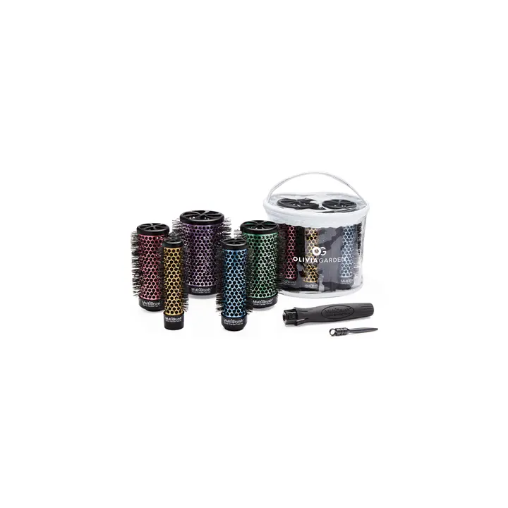 Olivia Garden MultiBrush Blowout Kit | Professional Interchangeable Ceramic Round Brush Set | Salon Blow Dry Styling System