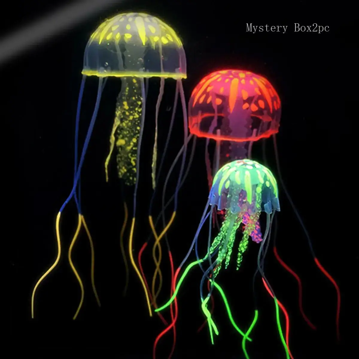 Random Color Artificial Jellyfish Ornaments, 2 Counts Luminous Fish Tank Decorations, Aquarium Fish Decorations