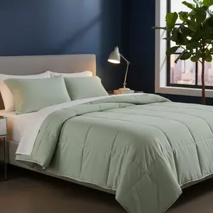 Luxe Microfiber Down Alternative Green King Comforter - Soft Feel, Elegant Green Color, Cozy & Stylish Bedding Choice
