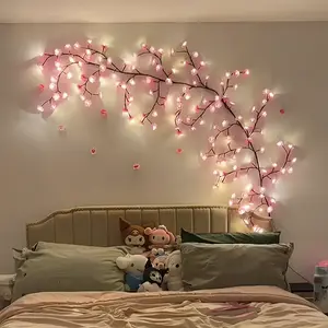 LED Cherry Blossom Rose Twig Fairy Light, 1.8m Flexible LED Branch String with 8 Lighting Modes, Outdoor Indoor Decorative Tree Vine Lights for Wedding Party Garden Christmas Decor