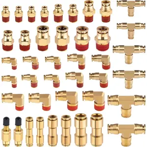 Brass DOT Air Line Fittings 43 Count 1/4" 3/8" 1/2" Push to Connect Repair Kit for Air Systems