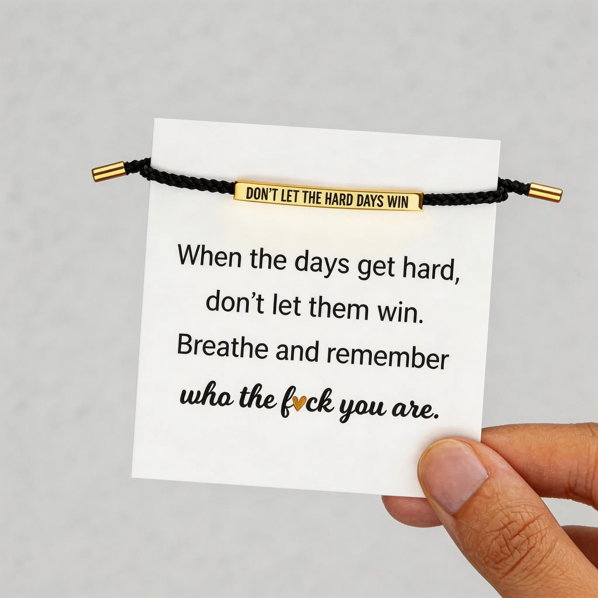 Lacholin Adjustable Inspirational Bracelet - "Don’t Let Hard Days Win" Daily Wear Accessory, High-Quality Stainless Steel & Braided Rope, Rust-Proof, Colorfast, Sliding Size, Ideal Valentine’s Day Gift for Bracelet Lovers, Bracelets