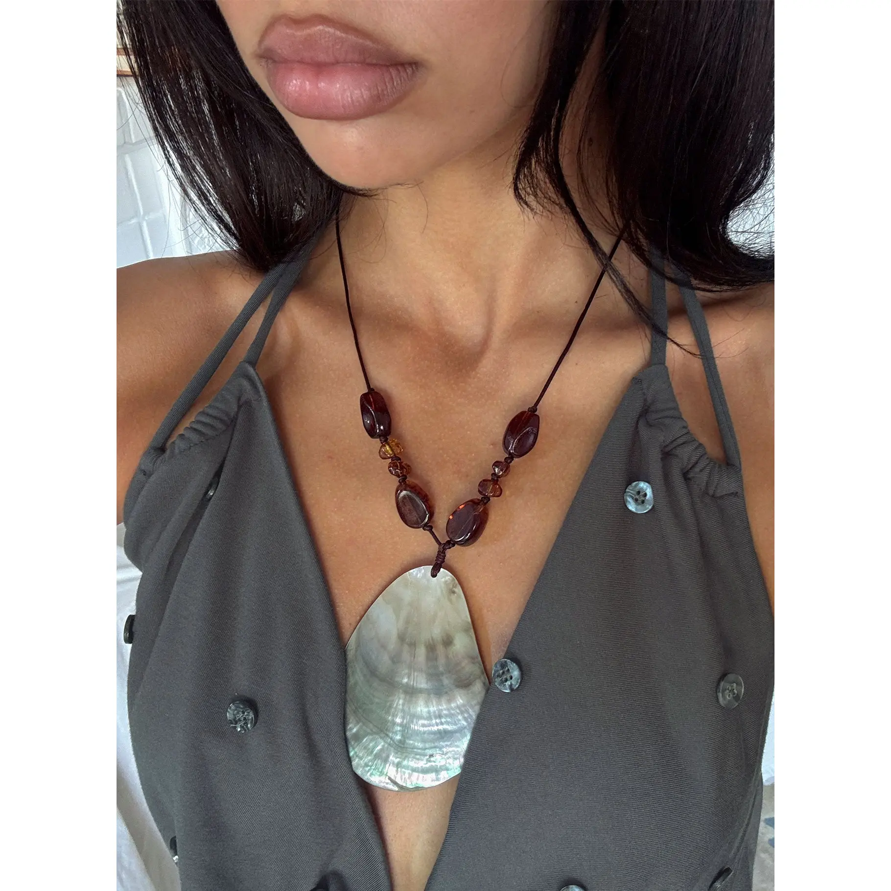 Caught Up Shell Pendant Necklace Multi