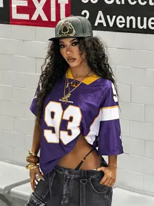 Crew Neck Short Sleeve Football Jersey Style Tee, Sportswear Top, Perfect for Spring & Summer Daily Wear, School Uniforms, Comfortable Fit, Jersey Shirts