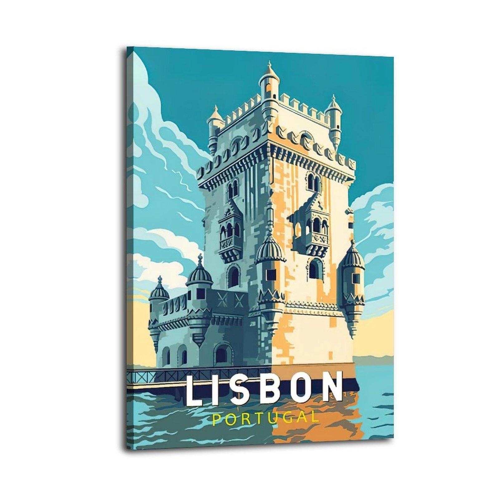 Vintage Lisbon Portugal Travel Poster Decorative Painting Canvas Wall Art Picture Print Modern Family Bedroom Decor