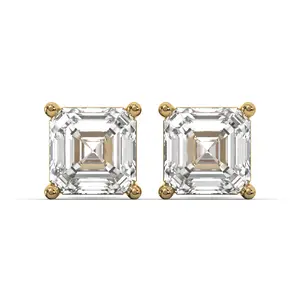 Men's Jewelry- Male VVS Lab Diamond Asher Cut Stud Earrings | 14K Gold